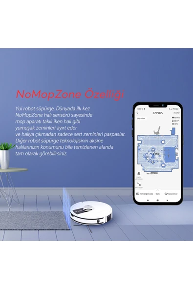 Yui S7 Nomopzone Özellikli Akıllı Robot Vacuum & Mop Süpürge Beyaz(YUI TÜRKİYE GARANTİLİ) - 6