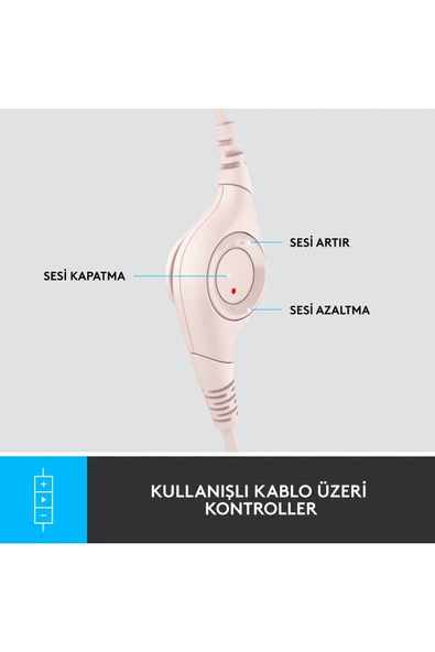 logitech H390 Usb Gürültü Önleyici Mikrofonlu Kulaklık - Gül 981­-001281 - 7