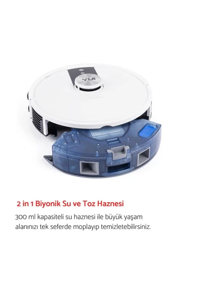 Yui S7 Plus Akıllı Çöp Istasyonlu Robot Vacuum & Mop Süpürge Beyaz(YUI TÜRKİYE GARANTİLİ) - 3