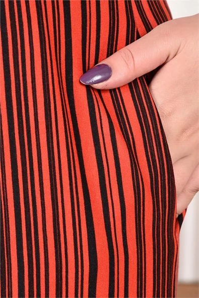 Kadın büyük beden nakışlı viskon elbise DPAYSL92 - Resim 5