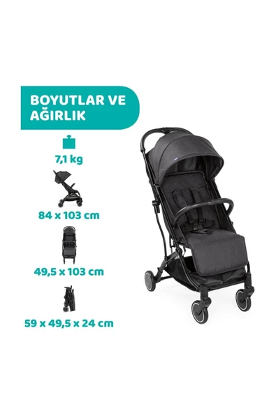 Chicco Siyah Trolleyme Stone Bebek arabası