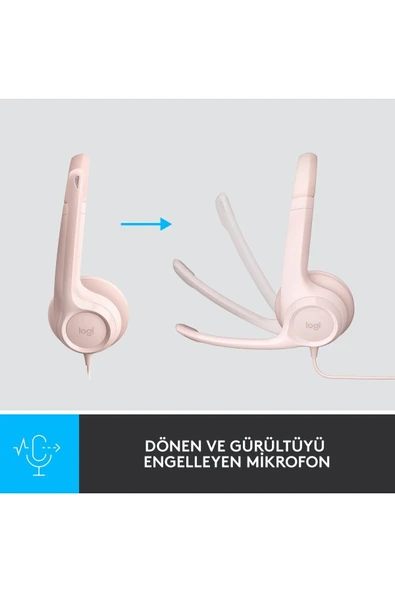 logitech H390 Usb Gürültü Önleyici Mikrofonlu Kulaklık - Gül 981­-001281 - 2