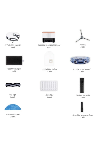 Yui S7 Plus Akıllı Çöp Istasyonlu Robot Vacuum & Mop Süpürge Beyaz(YUI TÜRKİYE GARANTİLİ) - 7