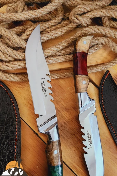 Epoksi Ceviz Sap Outdoor Kamp Bıçağı Çakısı Piknik Bıçak Çakı Mutfak Bıçağı Kılıflı ( KMP-02 ) - 3