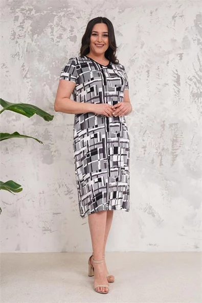 Kadın midi boy büyük beden elbise DPNBA014 - Resim 4