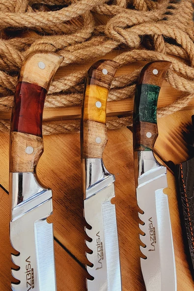 Epoksi Ceviz Sap Outdoor Kamp Bıçağı Çakısı Piknik Bıçak Çakı Mutfak Bıçağı Kılıflı ( KMP-02 ) - 3