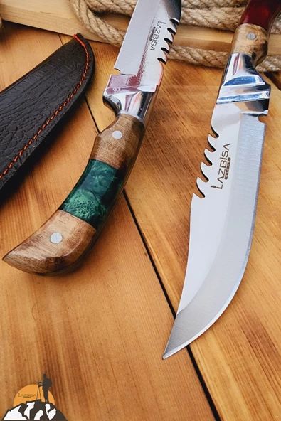 Epoksi Ceviz Sap Outdoor Kamp Bıçağı Çakısı Piknik Bıçak Çakı Mutfak Bıçağı Kılıflı ( KMP-02 ) - 2