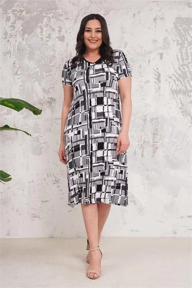 Kadın midi boy büyük beden elbise DPNBA014 - Resim 2