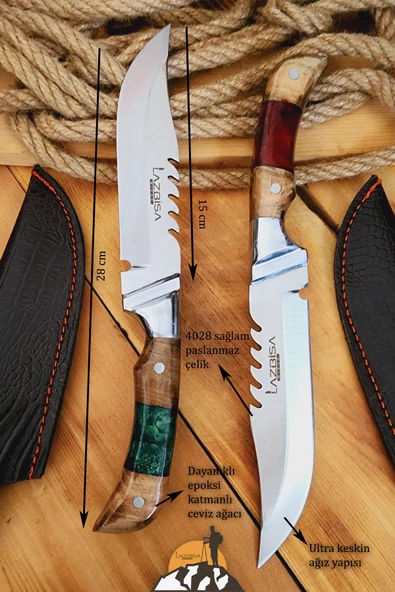 Epoksi Ceviz Sap Outdoor Kamp Bıçağı Çakısı Piknik Bıçak Çakı Mutfak Bıçağı Kılıflı ( KMP-02 ) - 4