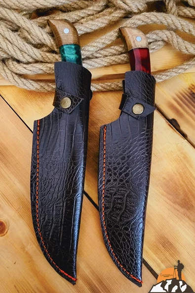 Epoksi Ceviz Sap Outdoor Kamp Bıçağı Çakısı Piknik Bıçak Çakı Mutfak Bıçağı Kılıflı ( KMP-02 ) - 5