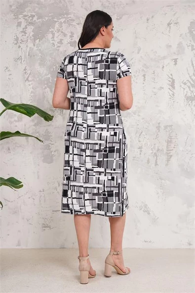 Kadın midi boy büyük beden elbise DPNBA014 - Resim 5