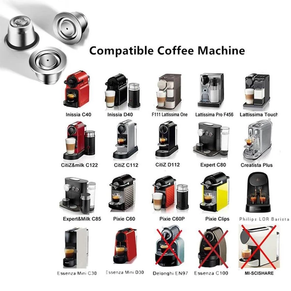 Nespresso Düz Paslanmaz Çelik Tekrar Doldurulabilir Kahve Kapsülü - 8