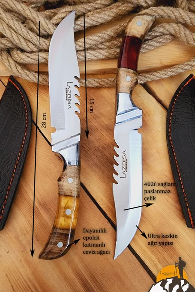 Epoksi Ceviz Sap Outdoor Kamp Bıçağı Çakısı Piknik Bıçak Çakı Mutfak Bıçağı Kılıflı ( KMP-02 ) - 4