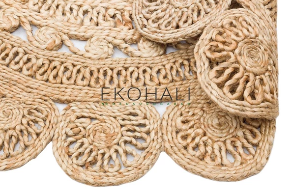 Solo Koleksiyonu Jüt ile üretilen el dokuma sisal kilim CA-105 Dhurrie XW - 4