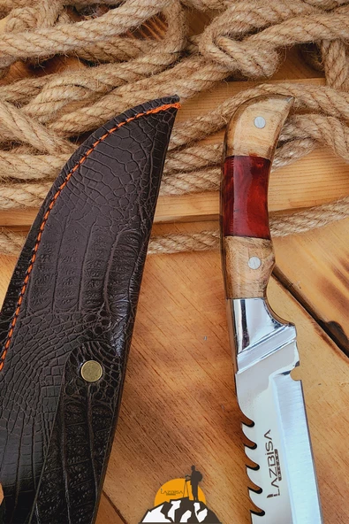 Epoksi Ceviz Sap Outdoor Kamp Bıçağı Çakısı Piknik Bıçak Çakı Mutfak Bıçağı Kılıflı ( KMP-02 ) - 3