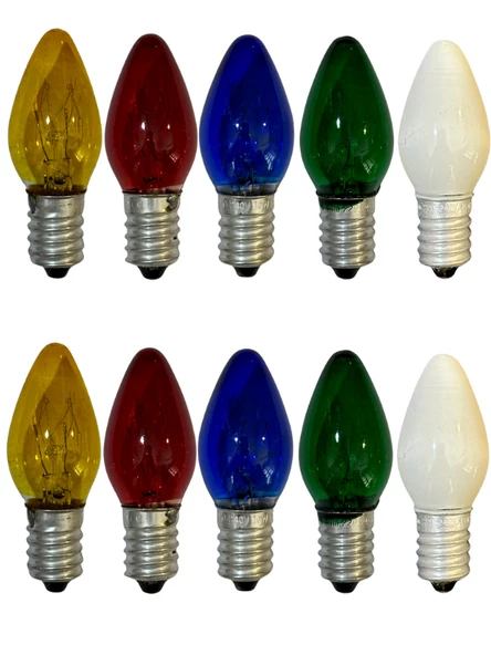 Bizim 10W Beş Farklı Renk (Kırmızı, Sarı, Mavi, Yeşil, Günışığı) E14 Duylu Dim Edilebilir Mum Ampul (Toplam 10 Adet) - 2