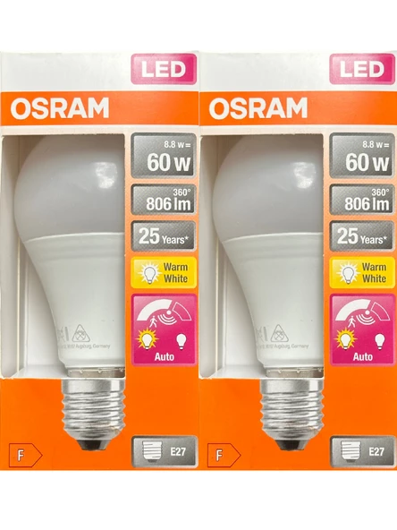 Osram 8.8W (60W) 2700K (Sarı Işık) E27 Duylu Sensörlü Led Ampul (2 Adet)