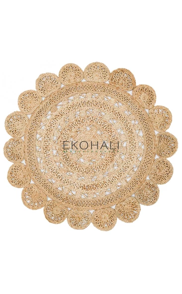 Solo Koleksiyonu Jüt ile üretilen el dokuma sisal kilim CA-105 Dhurrie XW - 1