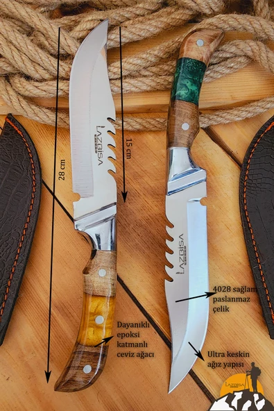 Epoksi Ceviz Sap Outdoor Kamp Bıçağı Çakısı Piknik Bıçak Çakı Mutfak Bıçağı Kılıflı ( KMP-02 ) - 4