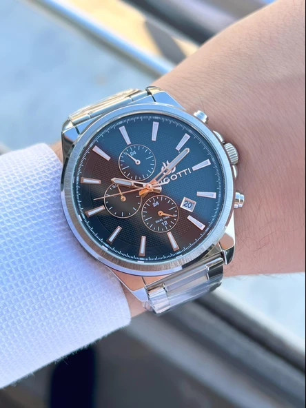 Bigotti Kasa Ve Kordon Çelik İç Fonksiyonları Aktif 5 Atm Su Geçirmez Erkek Kol Saati EBG.10431.2 - Resim 2