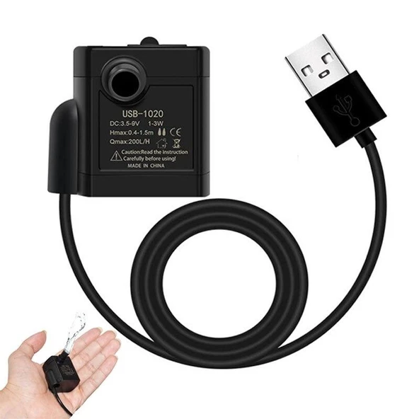 Usb Mini Akvaryum 3.5/9V  1-3W Dalgıç Su Pompası