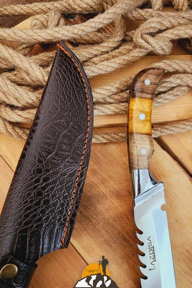 Epoksi Ceviz Sap Outdoor Kamp Bıçağı Çakısı Piknik Bıçak Çakı Mutfak Bıçağı Kılıflı ( KMP-02 ) - 3