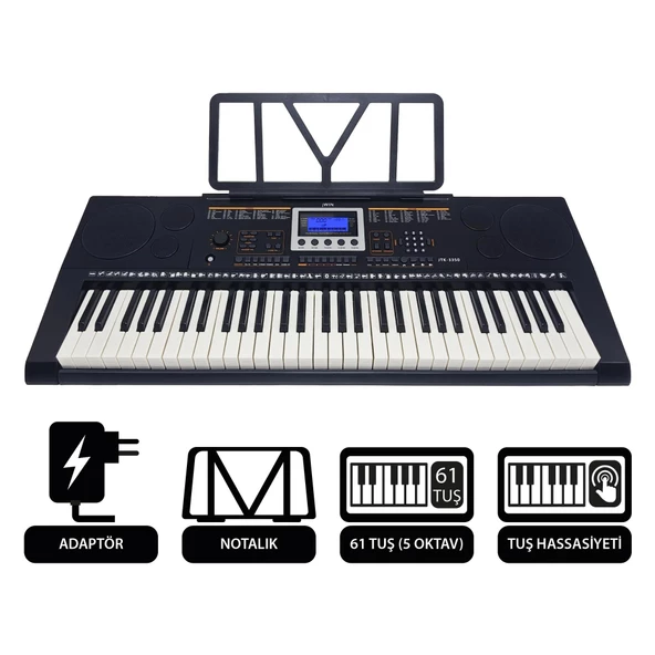 Jwin JTK-3350 61 Tuş Hassasiyetli 5 Oktav Org (Adaptör Hediye)