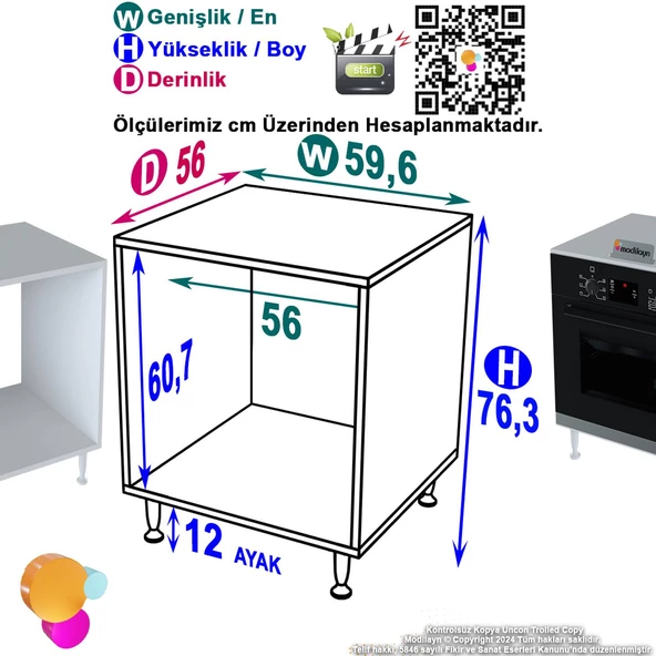 Modilayn OSCAR SET OCAK ALTI ANKASTRE FIRIN MUTFAK DOLABI - 4