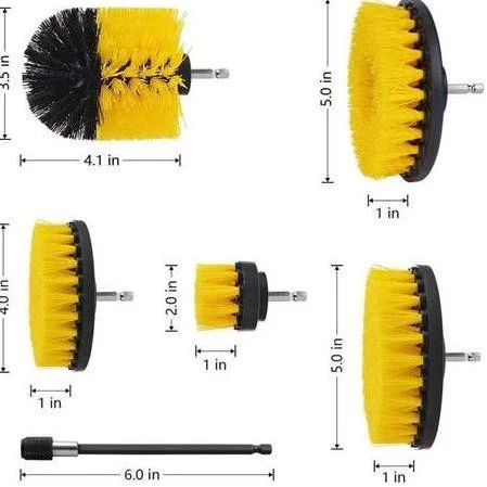 Matkap Uyumlu Uzatma Aparatlı Temizleme Fırça Seti 6 Parça S/S - 3