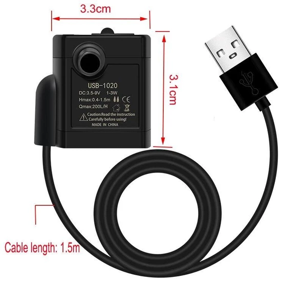 Usb Mini Akvaryum 3.5/9V  1-3W Dalgıç Su Pompası - 2