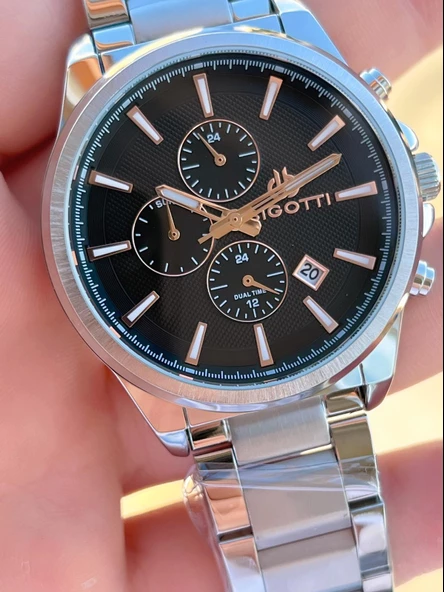 Bigotti Kasa Ve Kordon Çelik İç Fonksiyonları Aktif 5 Atm Su Geçirmez Erkek Kol Saati EBG.10431.2 - Resim 3