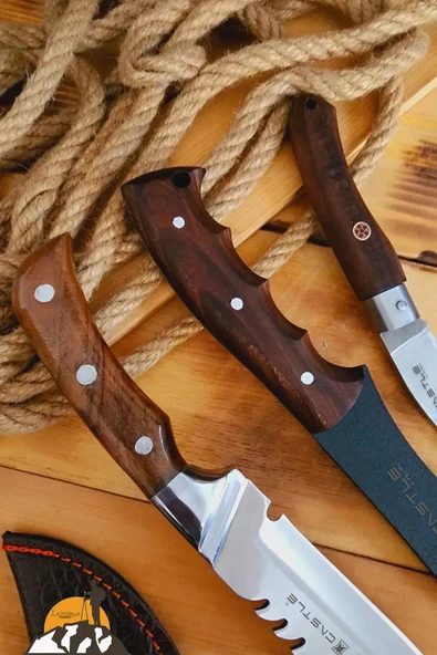 Outdoor Balta Kamp Piknik Çakısı Bıçağı Ceviz Ağacı Ahşap Sap Kılıflı ( Outlz-04 ) - 3