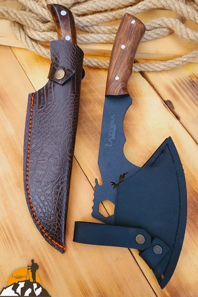 Outdoor Balta Kamp Piknik Bıçağı Ceviz Ağaç Sap Kılıflı ( Outlz-02 ) - 5
