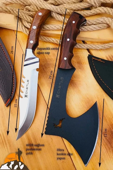 Ceviz Sap Outdoor Balta Kamp Bıçağı Çakısı Piknik Bıçak Çakı Mutfak Bıçağı Kılıflı ( Kmp-10 ) - 5