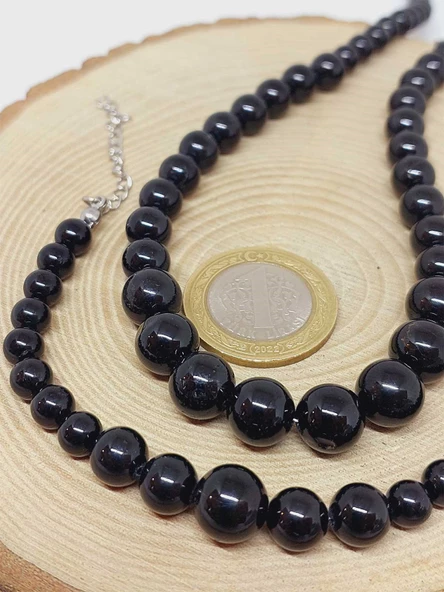 Galaksi Serisi Shungite (Şungit) Taşı Kolye & Bileklik Seti - Resim 4