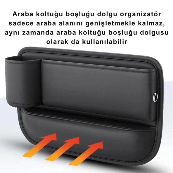 Polham Deri Araç İçi Ön Koltuk Yanı Saklama Kutusu, Telefon, Cüzdan, Bardak Tutucu Düzenleyici Organizer - 5