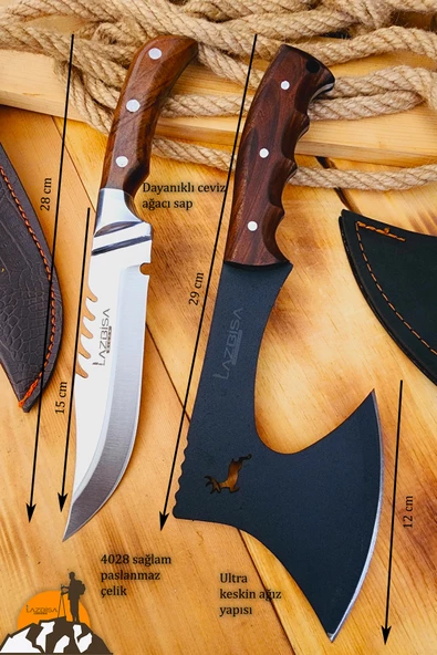 Ceviz Sap Outdoor Balta Kamp Bıçağı Çakısı Piknik Bıçak Çakı Mutfak Bıçağı Kılıflı ( Kmp-10 ) - 4