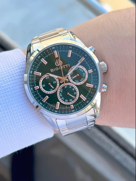 Bigotti Kasa Ve Kordon Çelik İç Fonksiyonları Aktif 5 Atm Su Geçirmez Erkek Kol Saati EBG.10391.2 - Resim 2
