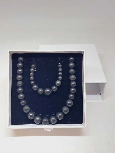 Galaksi Serisi Shungite (Şungit) Taşı Kolye & Bileklik Seti - Resim 6