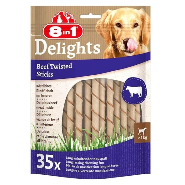 8in1 Delights Biftekli Ağız Sağlığı için Burgu Kemik (35'li) 190gr