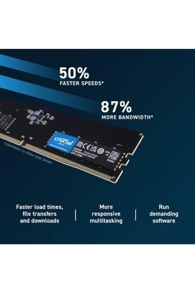 Crucial 16 GB (2x8) 4800 MHz DDR5 CL40 CT2K8G48C40U5 Ram - 5