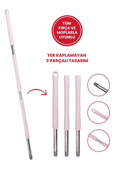 Tüm Vidalı Fırça ve Temizlik Gereçleriyle Uyumlu Mop Sapı, 3 Parçalı, Ayrılabilir, Çok Amaçlı - Resim 5