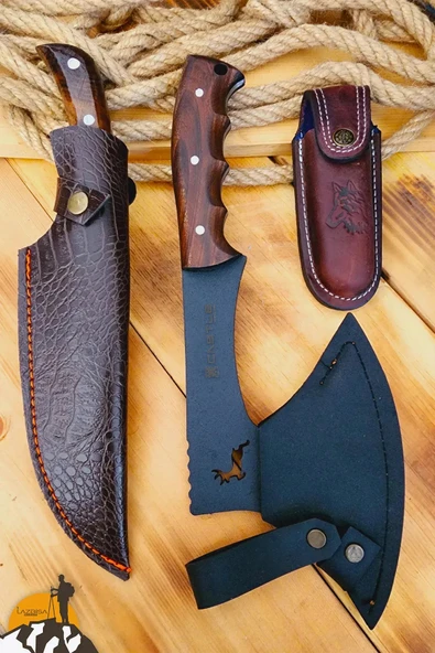 Outdoor Balta Kamp Piknik Çakısı Bıçağı Ceviz Ağacı Ahşap Sap Kılıflı ( Outlz-04 ) - 5