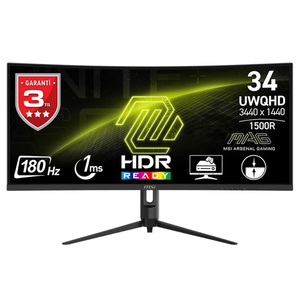 MSI MAG 342CQR E2 34'' UWQHD CURVE  VA 180HZ 1MS (MPRT) FREESYNC PREMIUM GAMING MONITOR