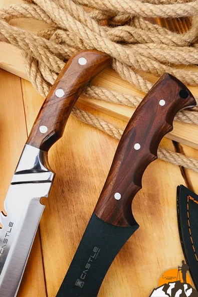 Ceviz Sap Outdoor Balta Kamp Bıçağı Çakısı Piknik Bıçak Çakı Mutfak Bıçağı Kılıflı ( Kmp-10 ) - 3