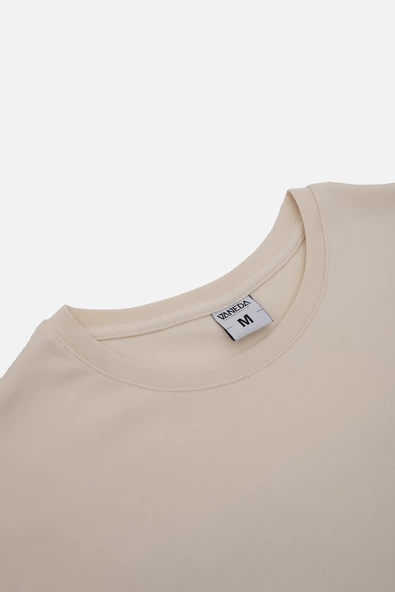 OVERSIZED FIT SIRT DESENLİ ERKEK TSHIRT EKRU - 3