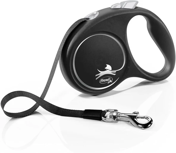 Flexi Black Design Otomatik Şerit Köpek Gezdirme Kayışı 5m [S] (Siyah)