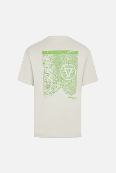 OVERSIZED FIT SIRT DESENLİ ERKEK TSHIRT EKRU - 9