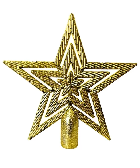 Yılbaşı Çam Ağaçı Altın Gold Tepe Yıldızı Yeni Yıl Metalik Tepe Süsü Yıldız 10 cm - 4