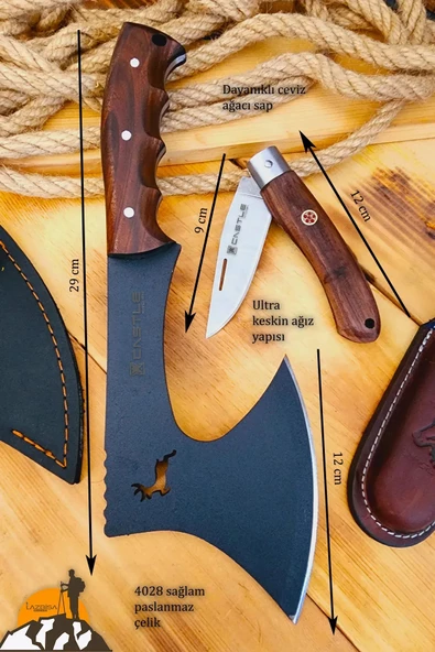 Outdoor Balta Kamp Piknik Çakısı Bıçağı Ceviz Ağaç Sap Kılıflı ( Outlz-01 ) - 4
